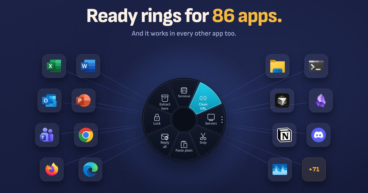 I built a radial menu for Windows: hold right-click, flick, done (free)